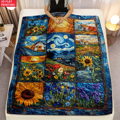 GiftoLuck Van Gogh Starry Sky Printed Flannel Blanket