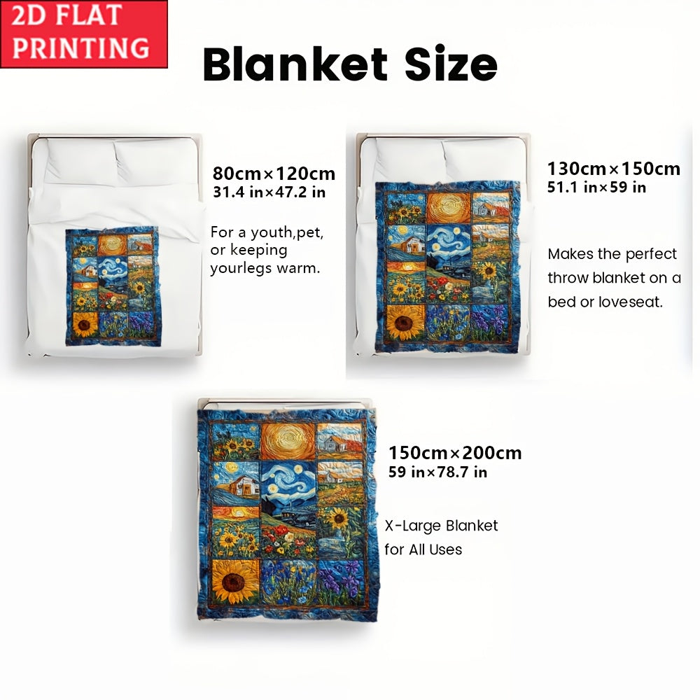 GiftoLuck Van Gogh Starry Sky Printed Flannel Blanket