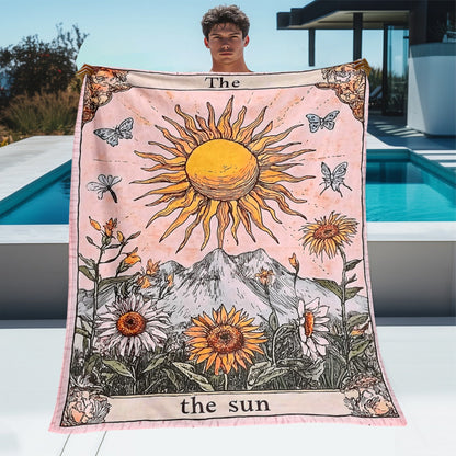 Aonana Sun Card Outdoor Portable Flannel Throw Blanket