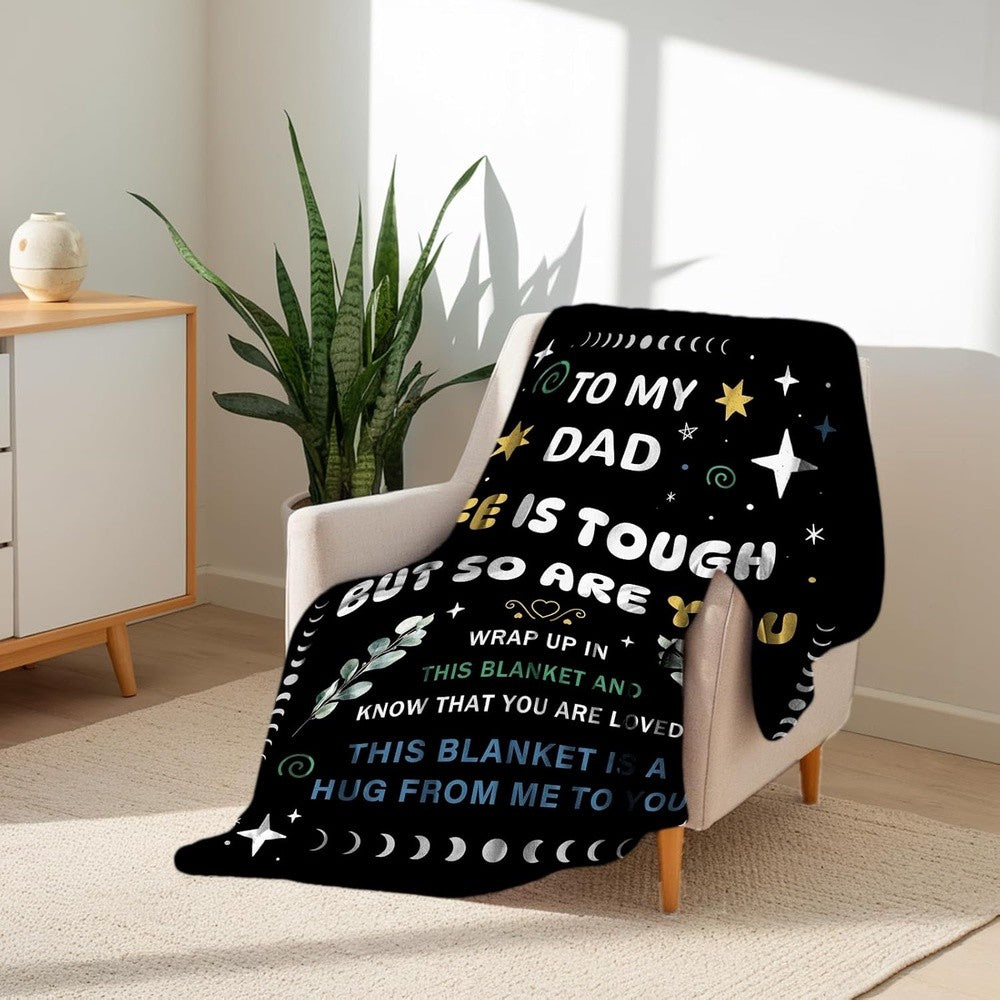GiftoLuck “To My Dad” Flannel Blanket Soft Cozy Throw Perfect Gift for Father