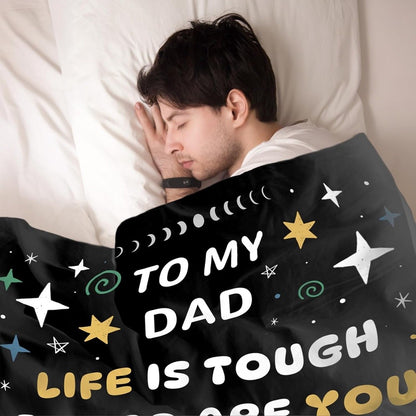 GiftoLuck “To My Dad” Flannel Blanket Soft Cozy Throw Perfect Gift for Father