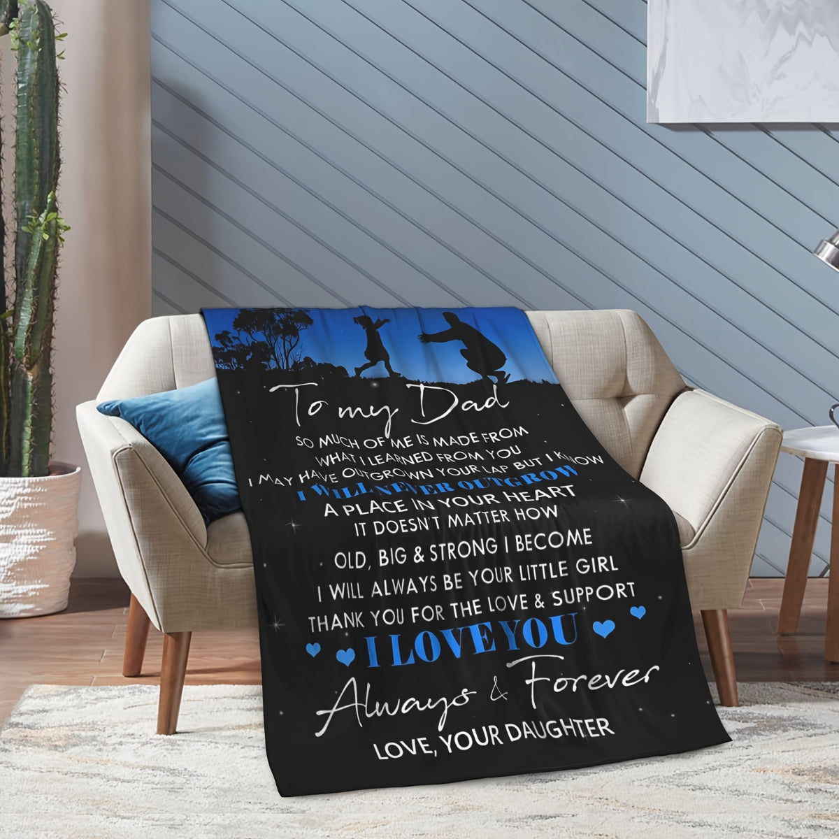 Aonana “To My Dad” Forever Love Flannel Blanket