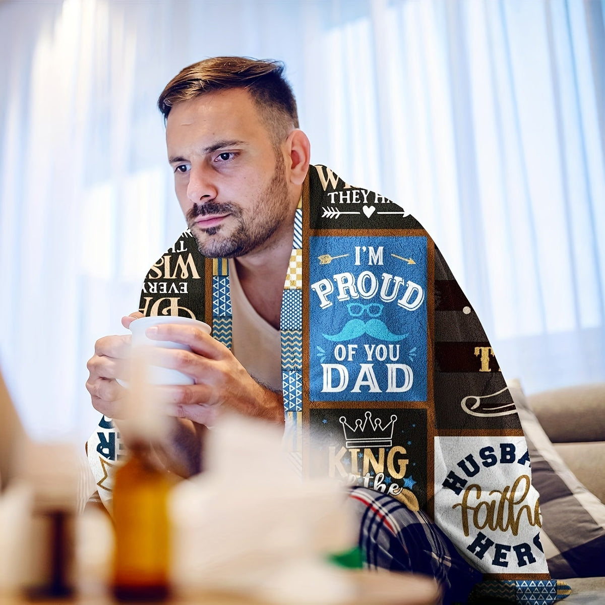 Aonana “To My Dad” The Best Dad Flannel Blanket
