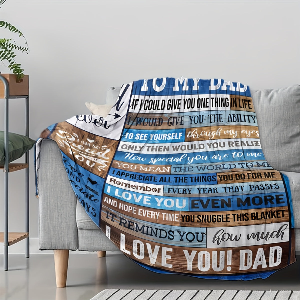 GiftoLuck “To My Dad” Flannel Blanket Soft Cozy Throw Perfect Gift for Father
