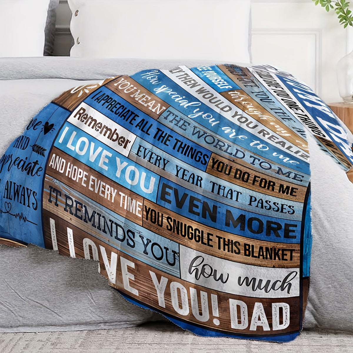 GiftoLuck “To My Dad” Flannel Blanket Soft Cozy Throw Perfect Gift for Father