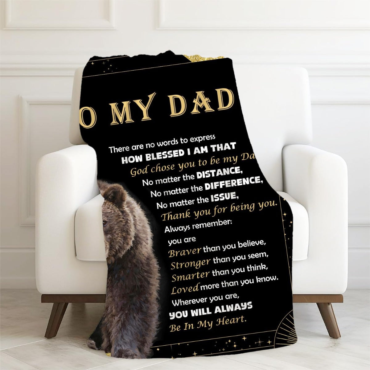 GiftoLuck “To My Dad” Flannel Blanket Soft Cozy Throw Perfect Gift for Father
