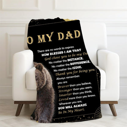 GiftoLuck “To My Dad” Flannel Blanket Soft Cozy Throw Perfect Gift for Father