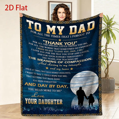 GiftoLuck “To My Dad” Flannel Blanket Soft Cozy Throw Perfect Gift for Father