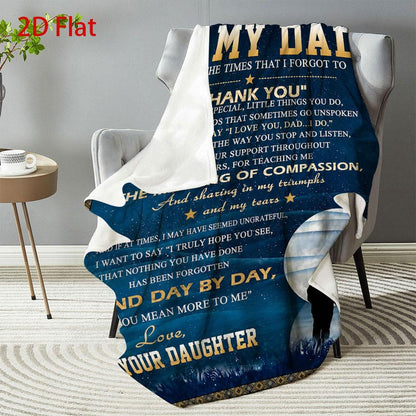 GiftoLuck “To My Dad” Flannel Blanket Soft Cozy Throw Perfect Gift for Father
