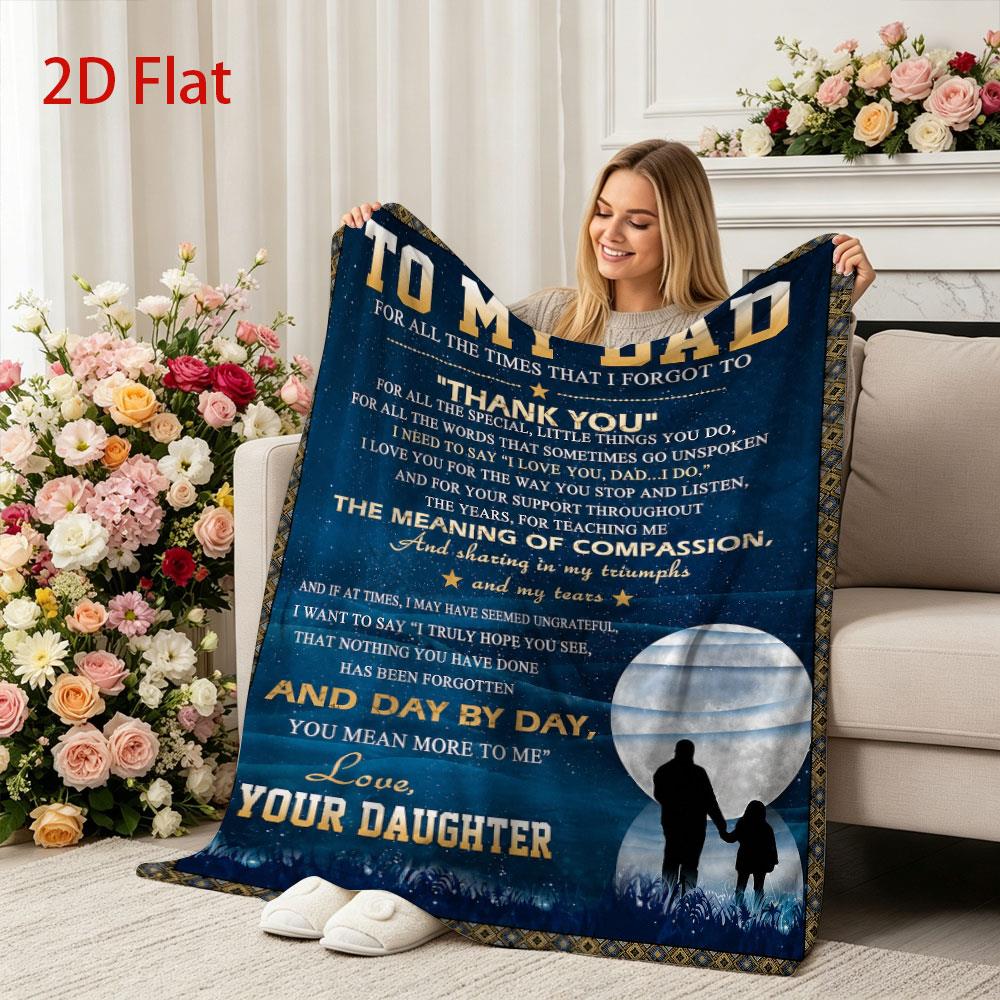 GiftoLuck “To My Dad” Flannel Blanket Soft Cozy Throw Perfect Gift for Father