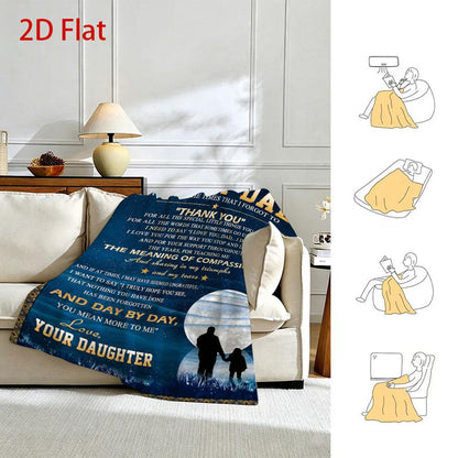 GiftoLuck “To My Dad” Flannel Blanket Soft Cozy Throw Perfect Gift for Father