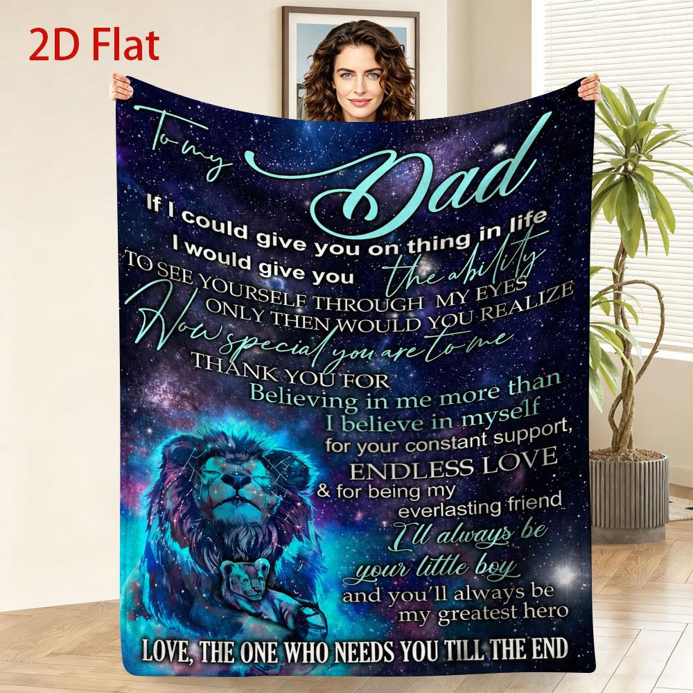 GiftoLuck “To My Dad” Flannel Blanket Soft Cozy Throw Perfect Gift for Father