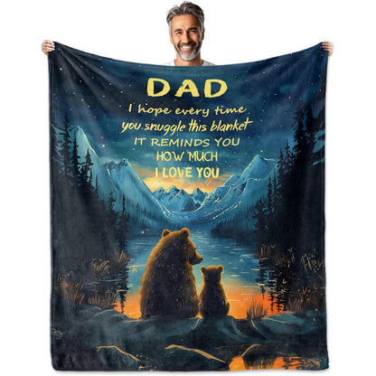 GiftoLuck “To My Dad” Flannel Blanket Soft Cozy Throw Perfect Gift for Father