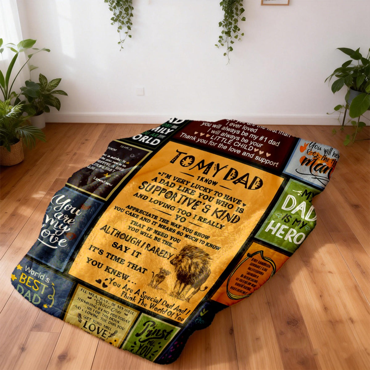 GiftoLuck “To My Dad” Flannel Blanket Soft Cozy Throw Perfect Gift for Father