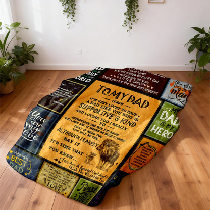 GiftoLuck “To My Dad” Flannel Blanket Soft Cozy Throw Perfect Gift for Father