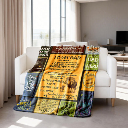 GiftoLuck “To My Dad” Flannel Blanket Soft Cozy Throw Perfect Gift for Father
