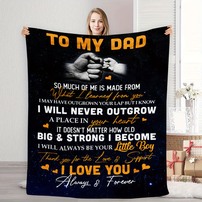 GiftoLuck “To My Dad” Flannel Blanket Soft Cozy Throw Perfect Gift for Father
