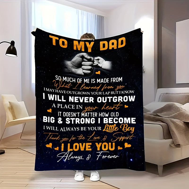 GiftoLuck “To My Dad” Flannel Blanket Soft Cozy Throw Perfect Gift for Father