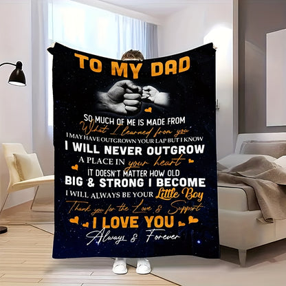 GiftoLuck “To My Dad” Flannel Blanket Soft Cozy Throw Perfect Gift for Father