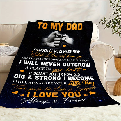 GiftoLuck “To My Dad” Flannel Blanket Soft Cozy Throw Perfect Gift for Father