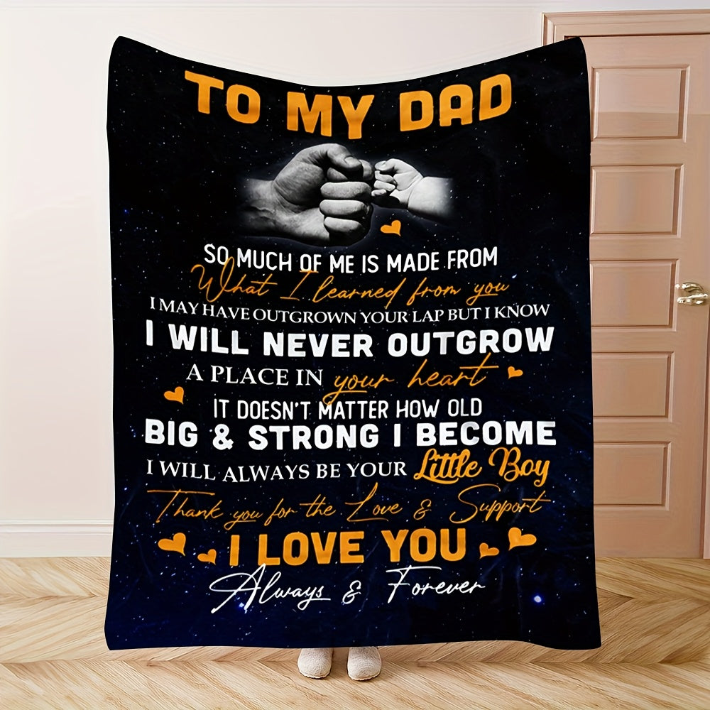 GiftoLuck “To My Dad” Flannel Blanket Soft Cozy Throw Perfect Gift for Father