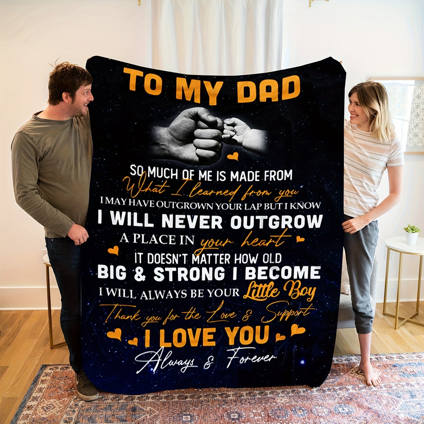 GiftoLuck “To My Dad” Flannel Blanket Soft Cozy Throw Perfect Gift for Father