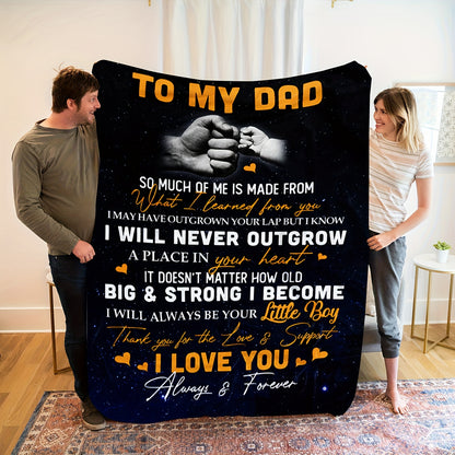 GiftoLuck “To My Dad” Flannel Blanket Soft Cozy Throw Perfect Gift for Father
