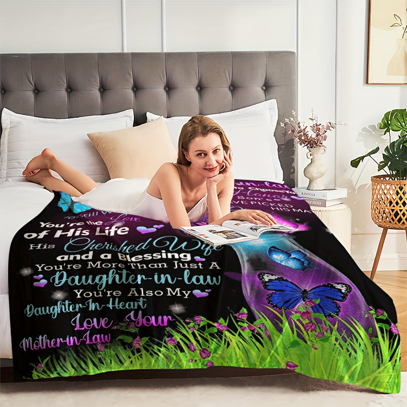 GiftoLuck “To My Daughter-In-Law” Flannel Blanket – Perfect Gift from Mother-in-Law
