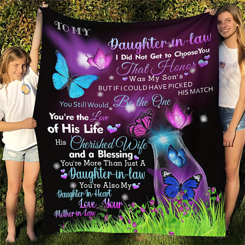 GiftoLuck “To My Daughter-In-Law” Flannel Blanket – Perfect Gift from Mother-in-Law