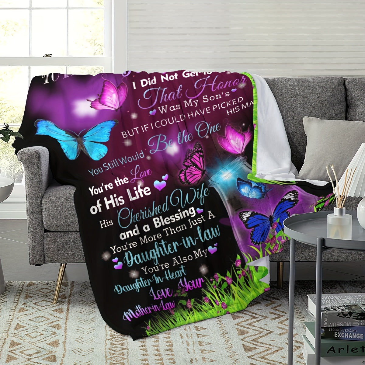 GiftoLuck “To My Daughter-In-Law” Flannel Blanket – Perfect Gift from Mother-in-Law