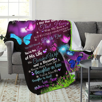 GiftoLuck “To My Daughter-In-Law” Flannel Blanket – Perfect Gift from Mother-in-Law