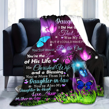GiftoLuck “To My Daughter-In-Law” Flannel Blanket – Perfect Gift from Mother-in-Law