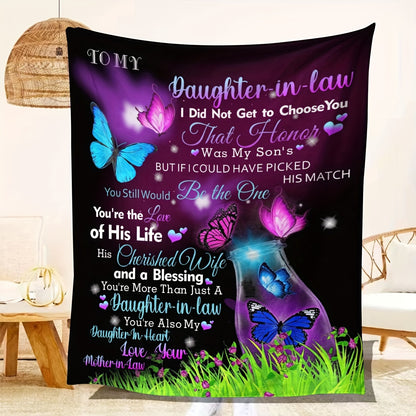 GiftoLuck “To My Daughter-In-Law” Flannel Blanket – Perfect Gift from Mother-in-Law