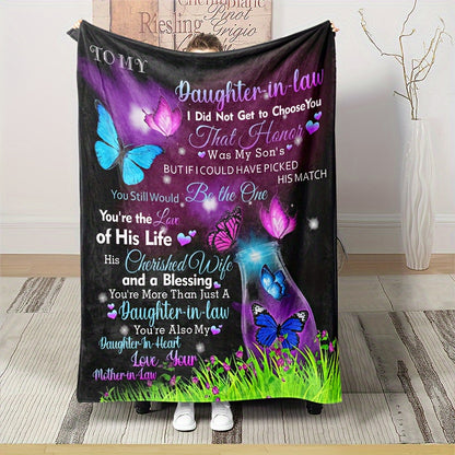GiftoLuck “To My Daughter-In-Law” Flannel Blanket – Perfect Gift from Mother-in-Law