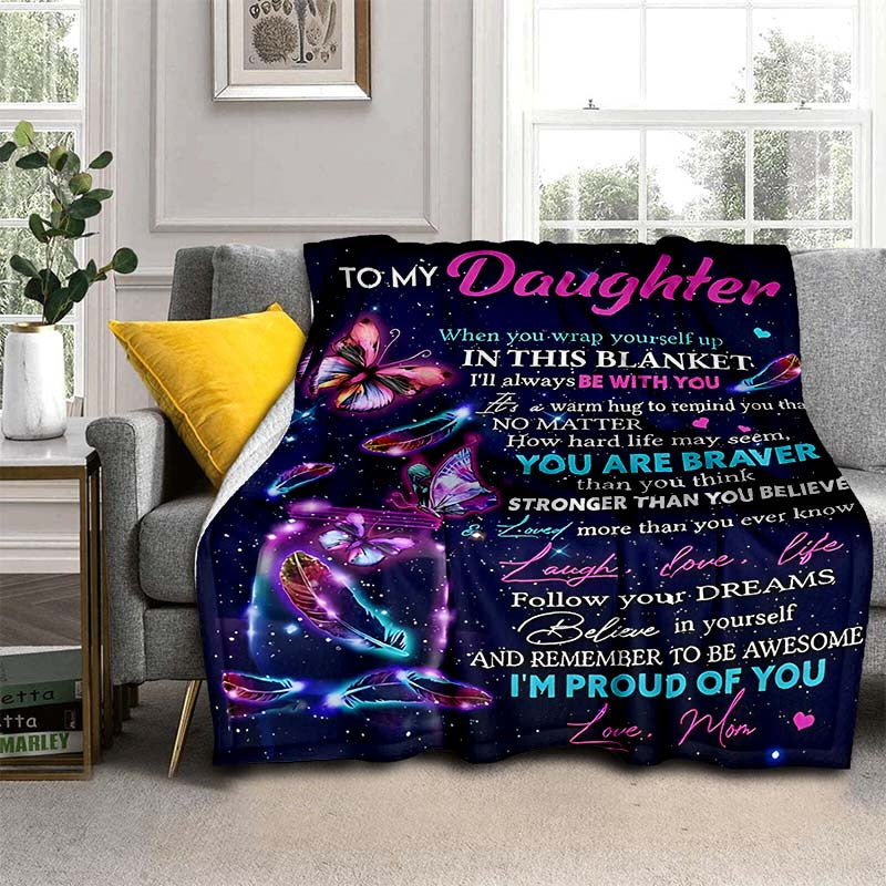 Aonana “To My Daughter” Purple Envelope Flannel Blanket