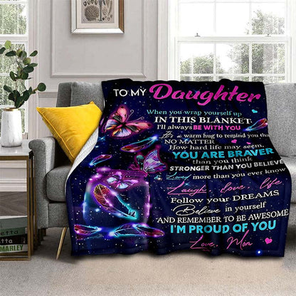 Aonana “To My Daughter” Purple Envelope Flannel Blanket
