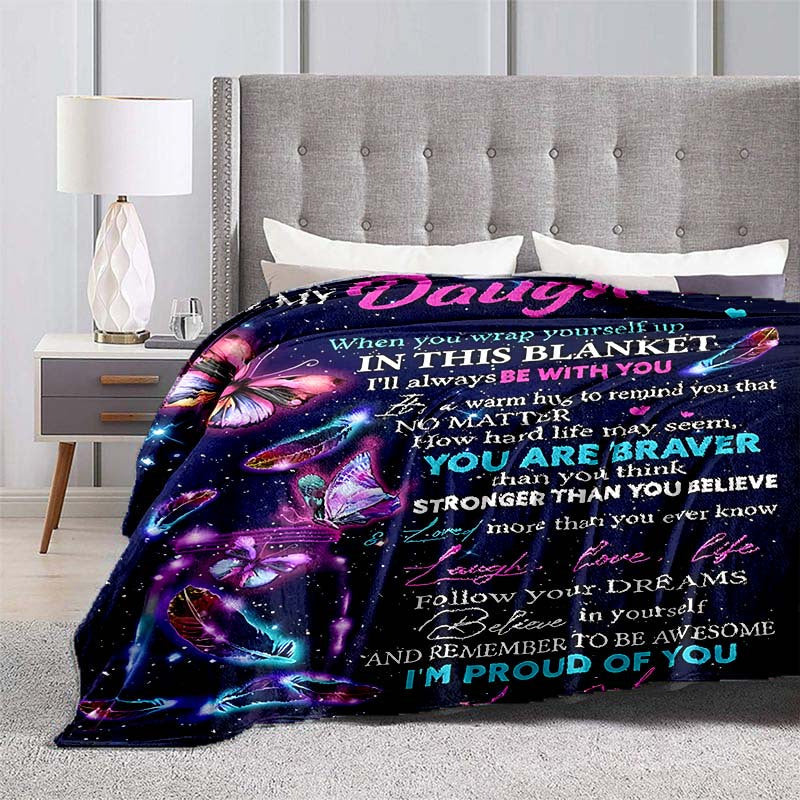 Aonana “To My Daughter” Purple Envelope Flannel Blanket