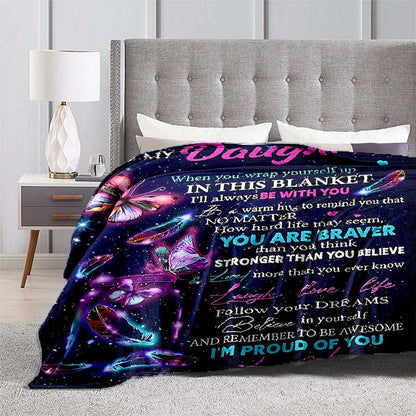 Aonana “To My Daughter” Purple Envelope Flannel Blanket