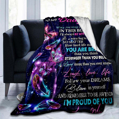 Aonana “To My Daughter” Purple Envelope Flannel Blanket