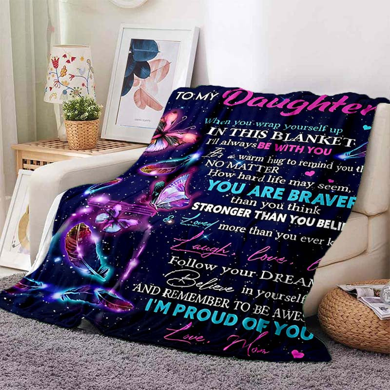 Aonana “To My Daughter” Purple Envelope Flannel Blanket