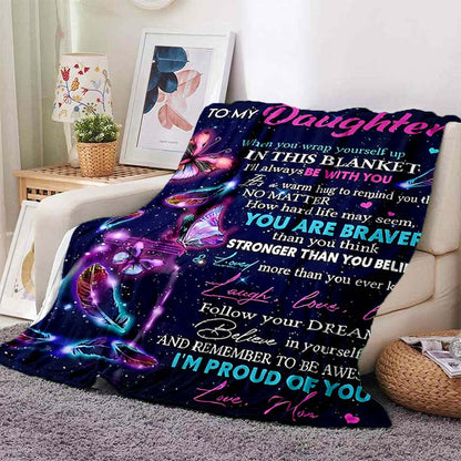 Aonana “To My Daughter” Purple Envelope Flannel Blanket