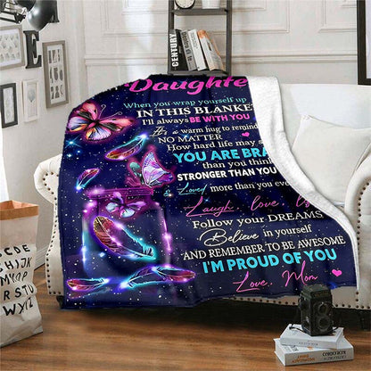Aonana “To My Daughter” Purple Envelope Flannel Blanket
