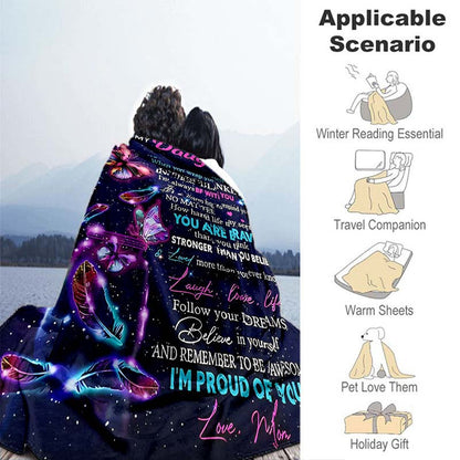 Aonana “To My Daughter” Purple Envelope Flannel Blanket