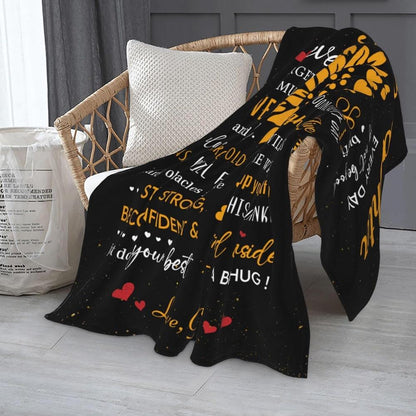 Aonana “To My Granddaughter” Sunflower Flannel Throw Blanket