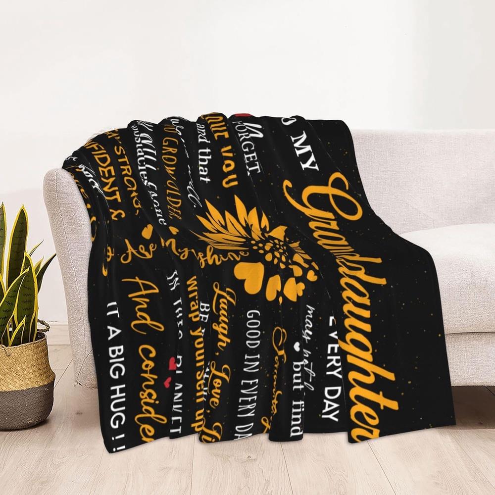 Aonana “To My Granddaughter” Sunflower Flannel Throw Blanket