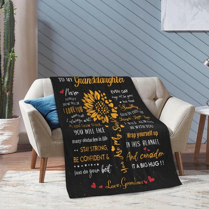 Aonana “To My Granddaughter” Sunflower Flannel Throw Blanket