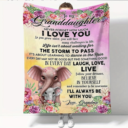GiftoLuck “To My Granddaughter” Soft and Warm Flannel Blanket – Gift from Grandma to Granddaughter's Birthday or Graduation
