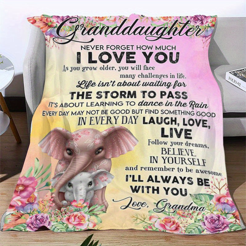 GiftoLuck “To My Granddaughter” Soft and Warm Flannel Blanket – Gift from Grandma to Granddaughter's Birthday or Graduation