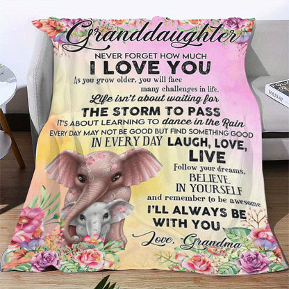 GiftoLuck “To My Granddaughter” Soft and Warm Flannel Blanket – Gift from Grandma to Granddaughter's Birthday or Graduation