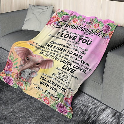 GiftoLuck “To My Granddaughter” Soft and Warm Flannel Blanket – Gift from Grandma to Granddaughter's Birthday or Graduation